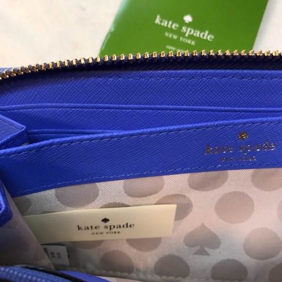 NWT Kate Spade Leather Color Block Zip Around Continental Wallet in Royal & Navy - Picture 9 of 10